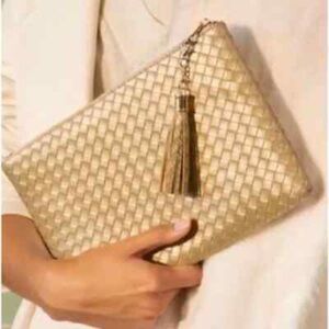 Elegant Gold Clutch with Tassel